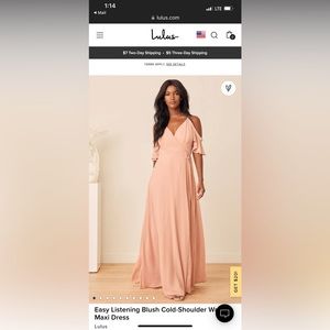 Blush cold shoulder wrap maxi dress